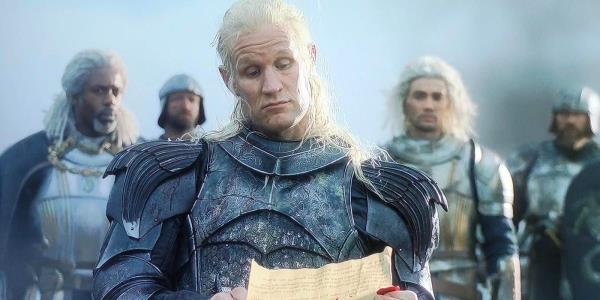 Daemon Targaryen reading a letter in House of the Dragon