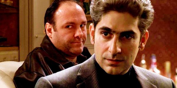 Tony Soprano making a weird face and Christopher giving a blank face in the Sopranos